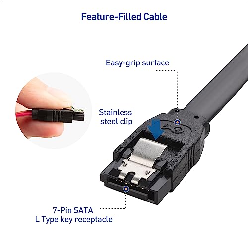 Cable Matters 3-Pack SATA III 6.0 Gbps SATA Cable 18 Inches (SATA Cable for SSD, SATA SSD Cable, SATA 3 Cables) Black