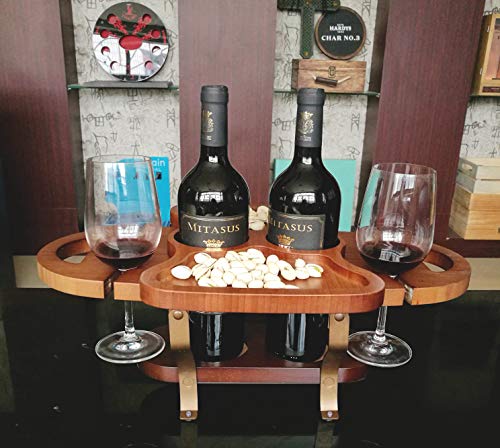 FixtureDisplays® Red Wine Holder 4*Glasses and 2*Bottles Elegant Design Wine Rack,Red Wine Stand 15206