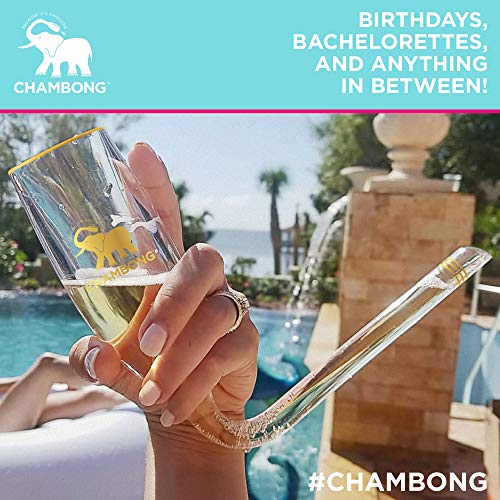 Chambong Champagne Glass - Unique Gifts for Bachelorette Party Favors, Engagement Gifts & White Elephant Gifts - Party Style Champagne Glasses - (Glass, 6 oz. 2-Pc Set)