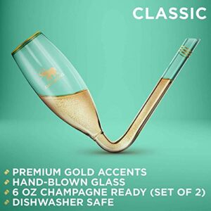 Chambong Champagne Glass - Unique Gifts for Bachelorette Party Favors, Engagement Gifts & White Elephant Gifts - Party Style Champagne Glasses - (Glass, 6 oz. 2-Pc Set)