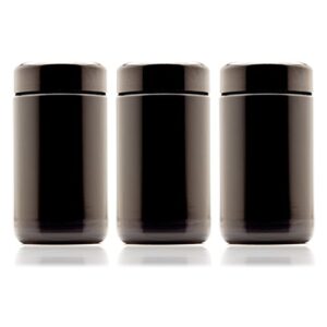 infinity jars 150 ml (5.07 fl oz) 3-pack tall black ultraviolet refillable empty glass screw top jar