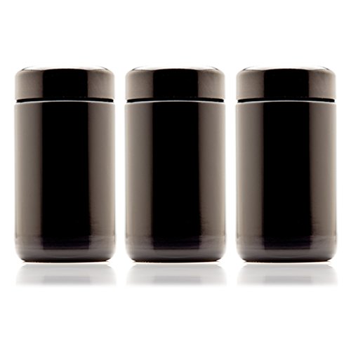 Infinity Jars 150 ml (5.07 fl oz) 3-Pack Tall Black Ultraviolet Refillable Empty Glass Screw Top Jar