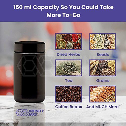 Infinity Jars 150 ml (5.07 fl oz) 3-Pack Tall Black Ultraviolet Refillable Empty Glass Screw Top Jar