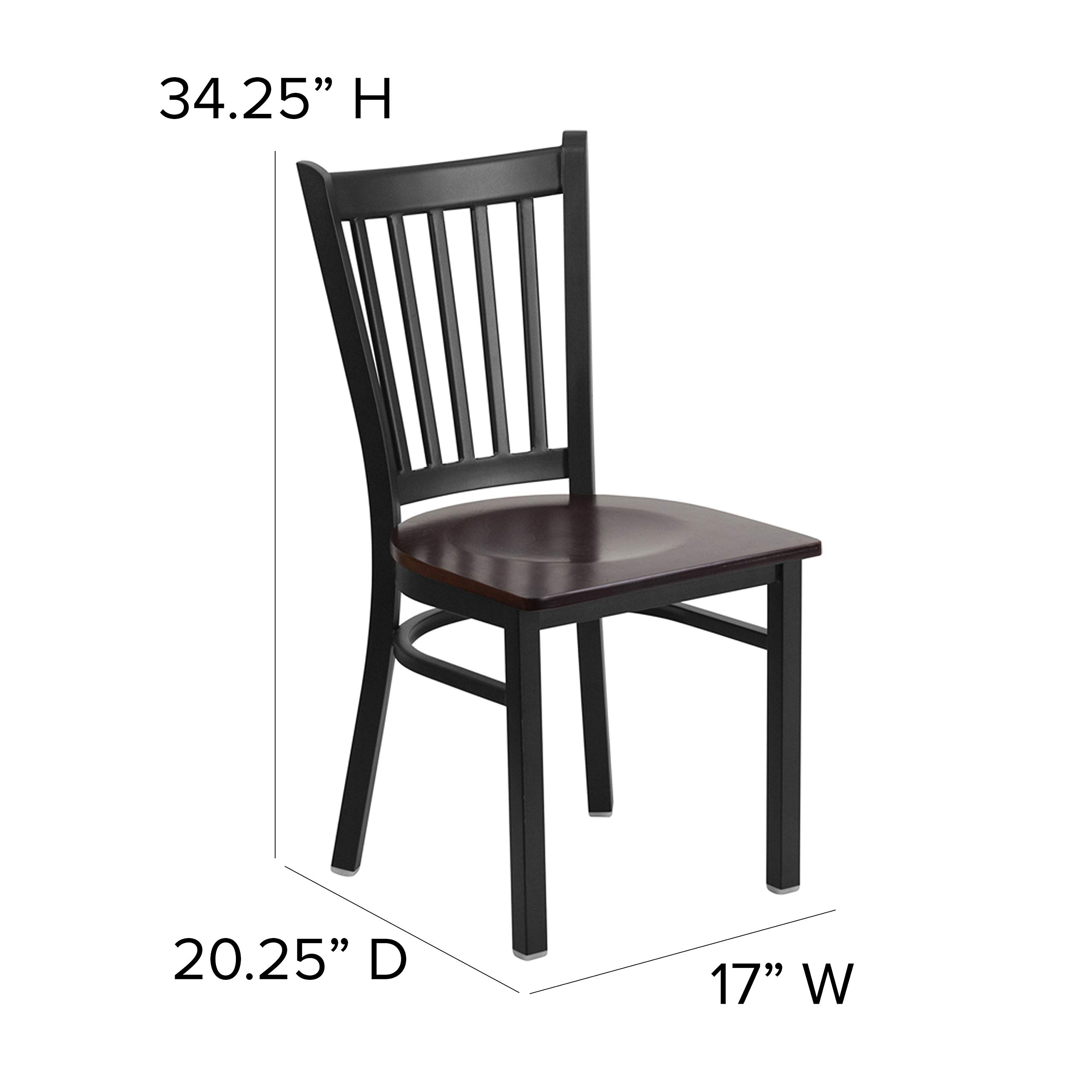 Flash Furniture HERCULES Series Black Vertical Back Metal Restaurant Chair - Walnut Wood Seat