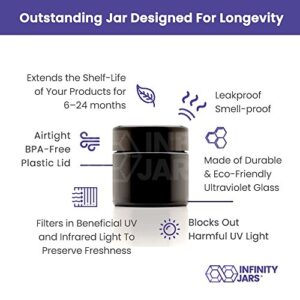 Infinity Jars 100 ml (3.3 fl oz) Black Ultraviolet Refillable Empty Glass Screw Top Jar 3-Pack