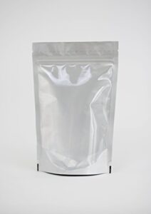 black/clear mylar stand up bags pouches with zipper, notch for food storage 6 x 9 x 3.5 inches (8oz) 100 pcs