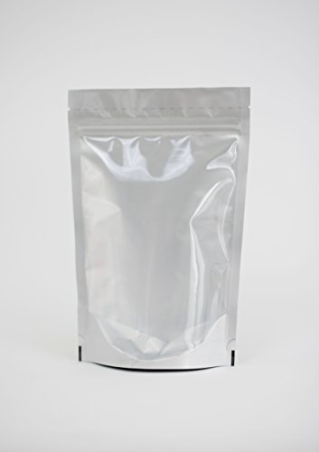 Black/Clear Mylar Stand Up Bags Pouches with Zipper, Notch for Food Storage 6 X 9 X 3.5 inches (8oz) 100 pcs