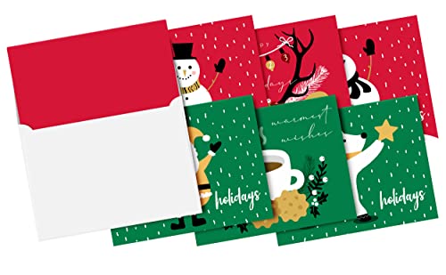 2024 Holiday Christmas Greeting Cards Set - 25 Red and 25 Green Blank Stationary Cards with 50 White Envelopes - 5" x 7" Cards, A7 Envelopes - Great for Greetings, Invitations, Thank You Cards, etc.