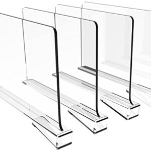 Cq acrylic 4PCS Shelf Dividers for Closets,Clear Acrylic Shelf Divider for Wood Shelves and Clothes Organizer Purses Separators Perfect for Kitchen Cabinets and Bedroom Organizer,Clear