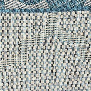 Unique Loom Outdoor Trellis Collection Area Rug (4' 1" x 6' 1" Rectangle, Teal/ Gray)