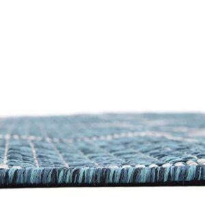 Unique Loom Outdoor Trellis Collection Area Rug (4' 1" x 6' 1" Rectangle, Teal/ Gray)