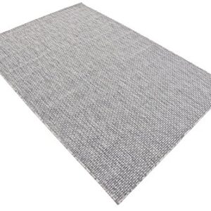 Unique Loom Collection Casual Transitional Solid Heathered Indoor/Outdoor Flatweave Area Rug, 4 ft x 6 ft, Light Gray/Ivory