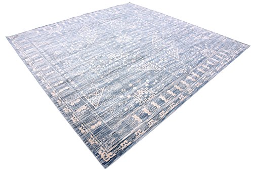 Unique Loom Paris Collection Area Rug - Birch (8' Square, Blue/ Beige)