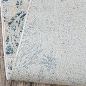 Unique Loom Paris Collection Pastel Tones Traditional Distressed Blue Runner Rug (2' 7 x 10' 0)