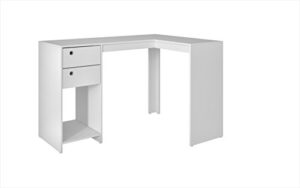 manhattan comfort palermo classic l-shaped office work desk with 2 drawers and 1 cubby, white