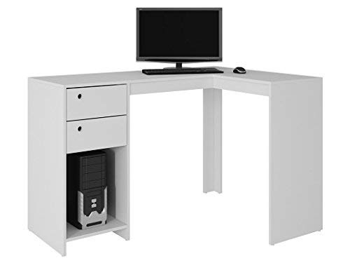 Manhattan Comfort Palermo Classic L-Shaped Office Work Desk With 2 Drawers and 1 Cubby, White
