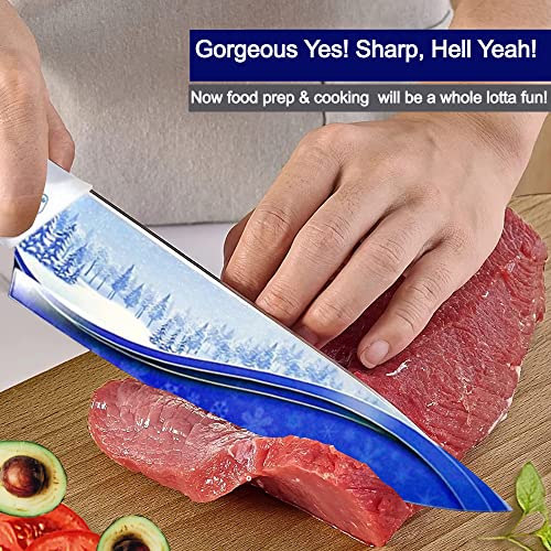 Chefs Knives - Professional Chef knife set, 8 inch sharp cutting blade - Stainless Steel kitchen cooking knife with Ergonomic handle - Loving gifts for Chefs & butcher with cool design