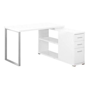 monarch specialties computer l-shaped-left or right set up-contemporary style corner desk with open shelves and drawers, 48" l, white