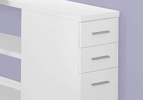Monarch Specialties Computer L-Shaped-Left or Right Set Up-Contemporary Style Corner Desk with Open Shelves and Drawers, 48" L, White