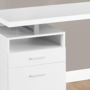 Monarch Specialties Computer Writing Desk for Home & Office Laptop Table with Drawers Open Shelf and File Cabinet-Left or Right Set Up, 60" L, White