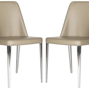 Safavieh Home Collection Mid-Century Modern Baltic Taupe Side Chair (Set of 2)