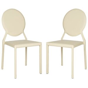 Safavieh Home Collection Warner Mid-Century Round Back Buttercream Side Chair (Set of 2)