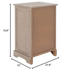 SAFAVIEH Home Collection Carrie White Wash/ Natural Wicker 3-Drawer Storage Nightstand Side Table (Fully Assembled)