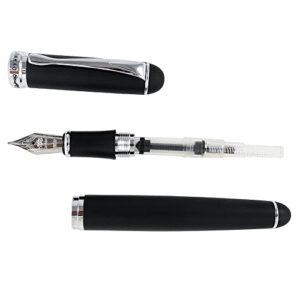 Jinhao Fountain Pen Silver Trim Medium Nib X750 With Gift Case (Frosted Black)