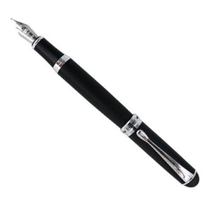 Jinhao Fountain Pen Silver Trim Medium Nib X750 With Gift Case (Frosted Black)