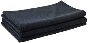 chemical guys mic36103 workhorse xl black professional grade microfiber towel, rubber/plastic/vinyl (safe for car wash, home cleaning & pet drying cloths) 24" x 16", pack of 3