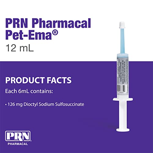 PRN Pharmacal PetEma - Disposable Single Use Enema for Dogs & Cats - Rectally Administered Gel Containing Lubricant, Laxative & Stool Softener - with Glycerin & Sorbic Acid - 12 mL Syringe - 3 Pack