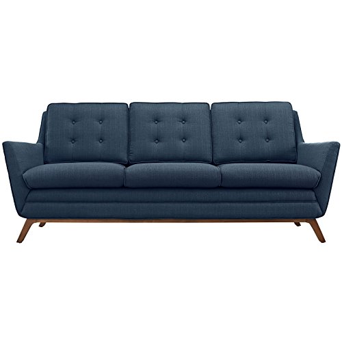 Modway Beguile Mid-Century Modern Sofa With Upholstered Fabric In Azure