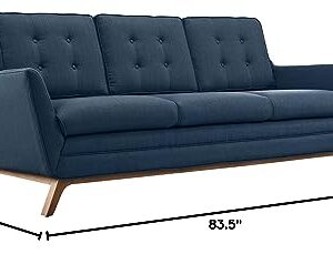 Modway Beguile Mid-Century Modern Sofa With Upholstered Fabric In Azure