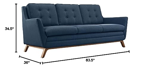 Modway Beguile Mid-Century Modern Sofa With Upholstered Fabric In Azure