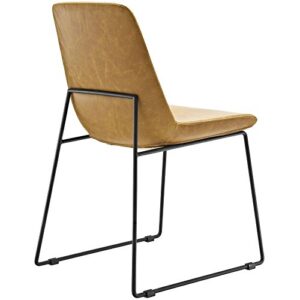 Modway Invite Mid-Century Modern Faux Leather Upholstered Kitchen and Dining Room Chair in Tan