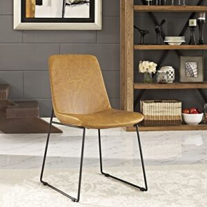 Modway Invite Mid-Century Modern Faux Leather Upholstered Kitchen and Dining Room Chair in Tan