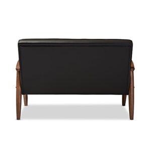 Baxton Studio BBT8013-Black Loveseat Love Seats, Black