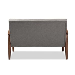 Baxton Studio BBT8013-Grey Loveseat Love Seats, Gray