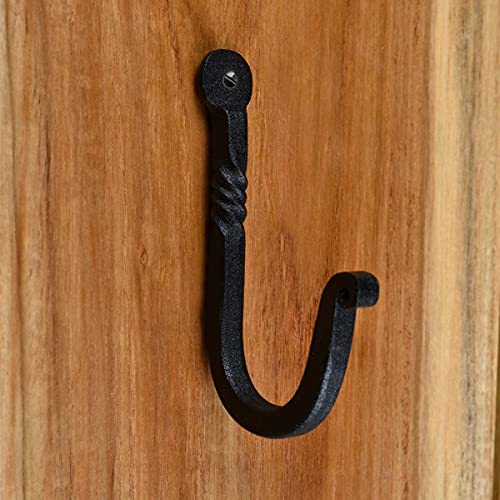 Renovators Supply Bathroom Hooks 3.5 in. Black Wrought Iron Wall Mount Hooks for Hanging Robe, Towel, Hat, or Jewellery with Mounting Hardware Pack of 3