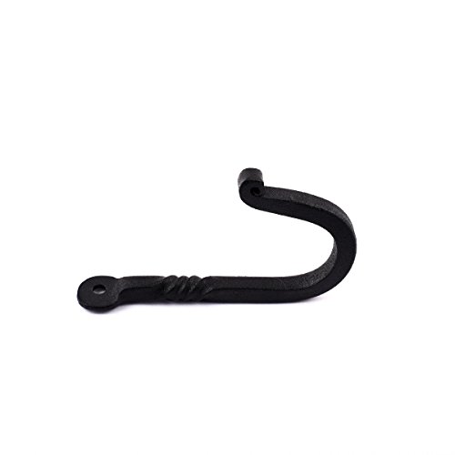 Renovators Supply Bathroom Hooks 3.5 in. Black Wrought Iron Wall Mount Hooks for Hanging Robe, Towel, Hat, or Jewellery with Mounting Hardware Pack of 3