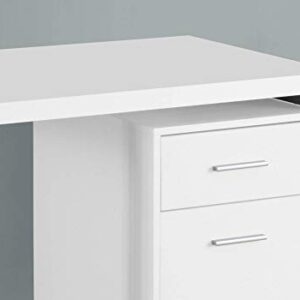 Monarch Specialties Contemporary Laptop Table with Drawer and File Cabinet Home & Office Computer Desk-Metal Legs, 48" L, White-Silver