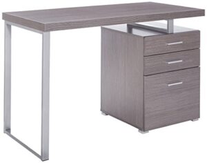monarch specialties left or right facing 47-inch modern home office computer study writing desk with filing drawer, 48"l, grey & silver