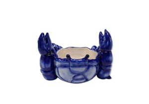 blue sky ceramic crab butter bowl, 7 x 5 x 5", blue