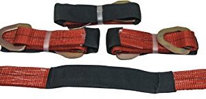 4 Axle Strap Tie Downs 24" Long and 4 Ratchet Tow Straps Car Haulers - Red