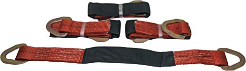 4 Axle Strap Tie Downs 24" Long and 4 Ratchet Tow Straps Car Haulers - Red