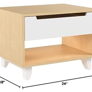 Nordik 1-Drawer Night Stand, White and Natural Maple