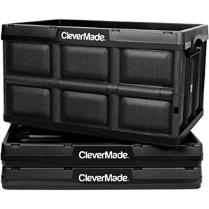 clevermade 62l collapsible storage bins (3 pack, black) no lid-stackable storage containers for organizing, toy storage, garage storage, 23"x 15.5"x12.75" plastic storage bins, each hold 100lbs