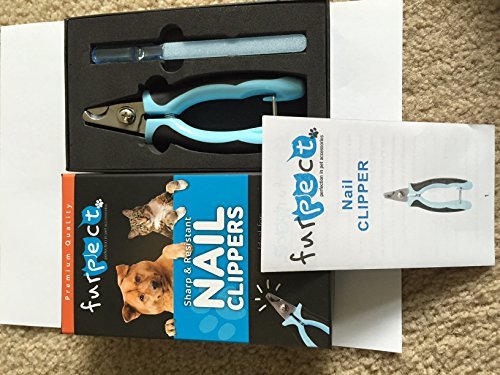 PREMIUM Pet Nail Clippers For Cats and Dogs by Furpect Best Dog Toenail Trimmer - Free Nail File For Professional Trimming and Filing for Your Dog or Cat Clear Instructions and FREE eBook