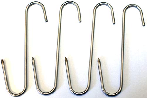 RiversEdge Products Stainless Meat Hooks, Smoker Hook, 7", 4 Pack