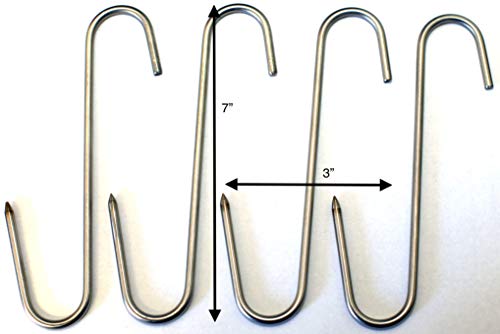 RiversEdge Products Stainless Meat Hooks, Smoker Hook, 7", 4 Pack